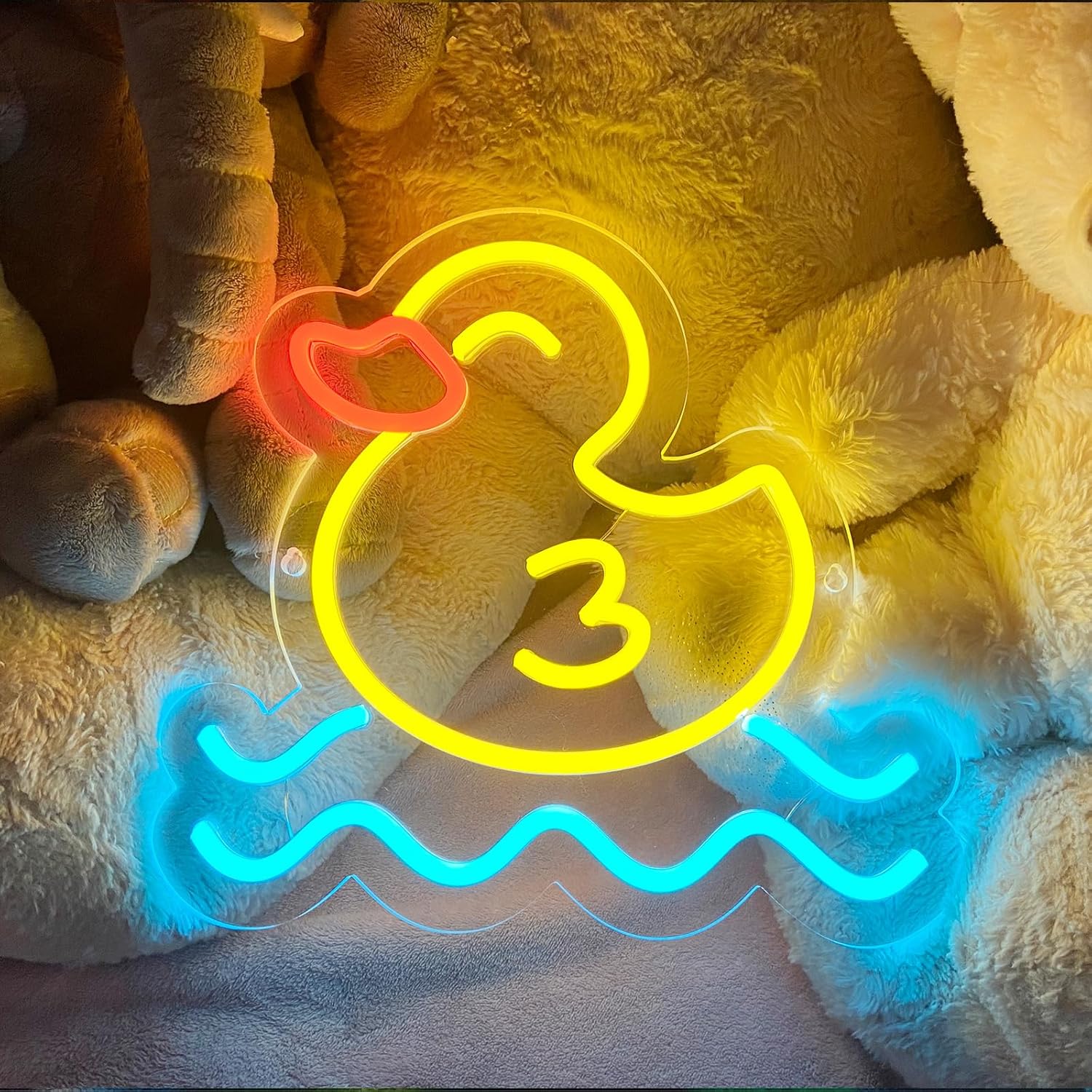 Baby Nursery Wall Lights - ป้ายไฟนีออนรูปเป็ด ไฟ LED ติดผนัง ใช้พลังงานจาก USB