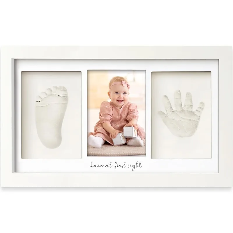 Baby Nursery Frames - ชุดปั้นดินเหนียวสำหรับทำรอยมือรอยเท้าทารกแรกเกิด พร้อมกรอบรูปและกล่องโชว์ ของที่ระลึกสำหรับเด็กอ่อน ของขวัญสำหรับคุณแม่มือใหม่ ของขวัญสำหรับงานเลี้ยงฉลองทารก