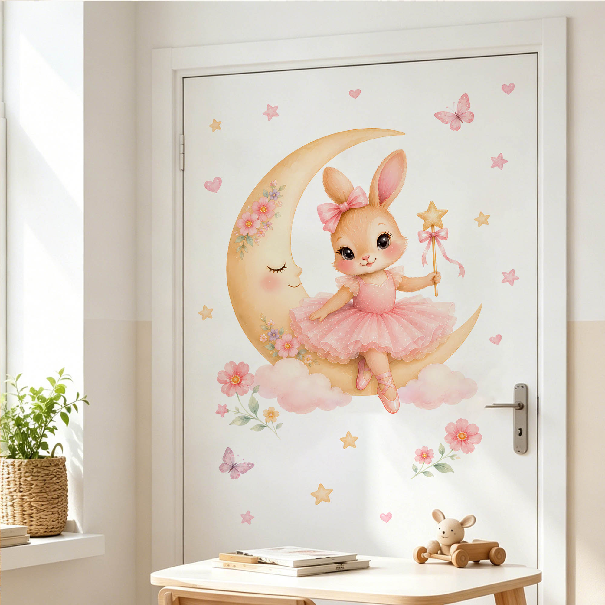 สติ๊กเกอร์ติดผนังลายกระต่ายนัก - Baby Nursery Decor Girl บทวิจารณ์และราคา
