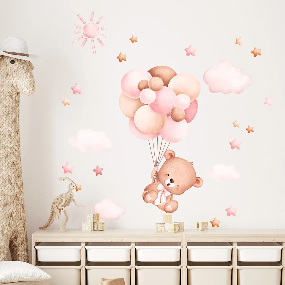 สติกเกอร์ติดผนังลายหมีบอลลูนกา - Baby Girl Nursery Quotes บทวิจารณ์และราคา