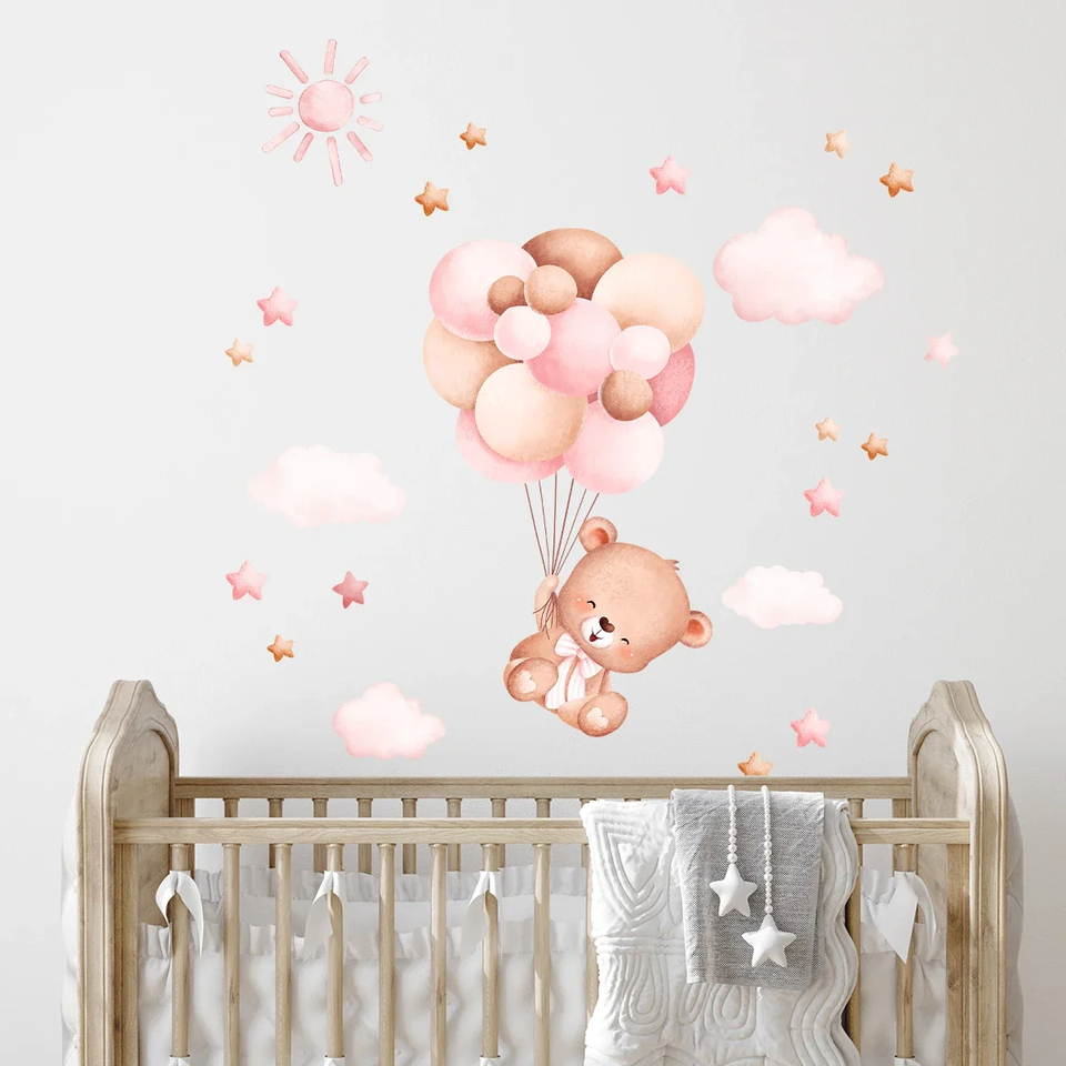 สติกเกอร์ติดผนังลายหมีบอลลูนกา - Baby Girl Nursery Quotes บทวิจารณ์และราคา