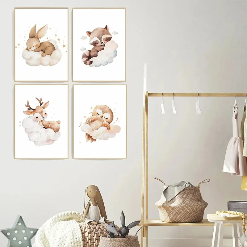 การ์ตูน Cloud สัตว์ภาพวาดผ้าใบ - Baby Nursery Frames บทวิจารณ์และราคา