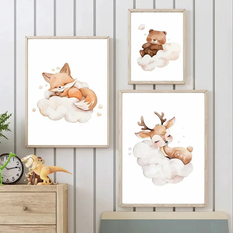 การ์ตูน Cloud สัตว์ภาพวาดผ้าใบ - Baby Nursery Frames บทวิจารณ์และราคา