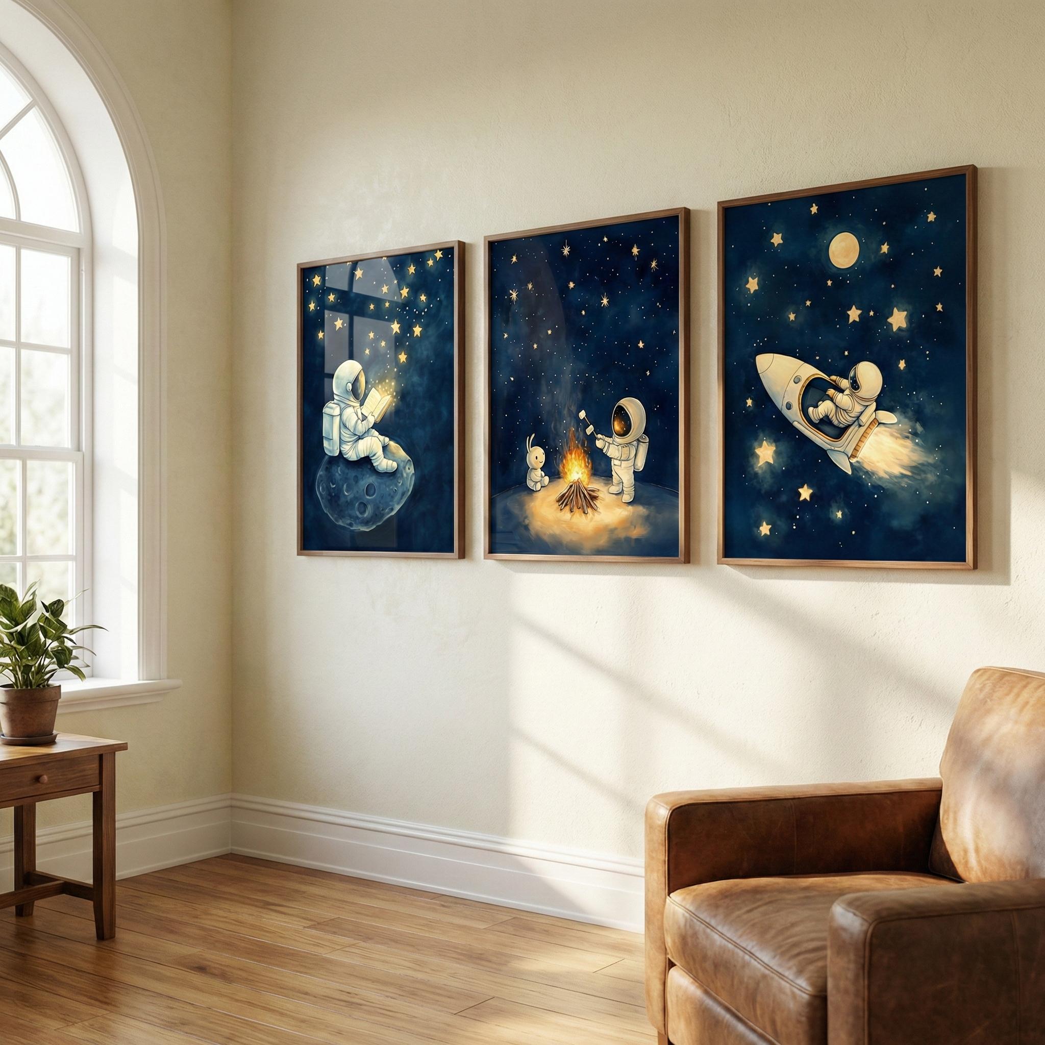 ชุดภาพศิลปะติดผนังนักบินอวกาศ  - Baby Nursery Frames บทวิจารณ์และราคา