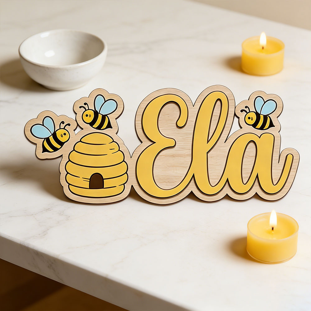 ป้ายไม้รูปรังผึ้งน่ารักแบบส่วน - Baby Nursery Decor Girl บทวิจารณ์และราคา