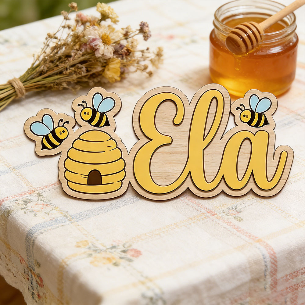 ป้ายไม้รูปรังผึ้งน่ารักแบบส่วน - Baby Nursery Decor Girl บทวิจารณ์และราคา