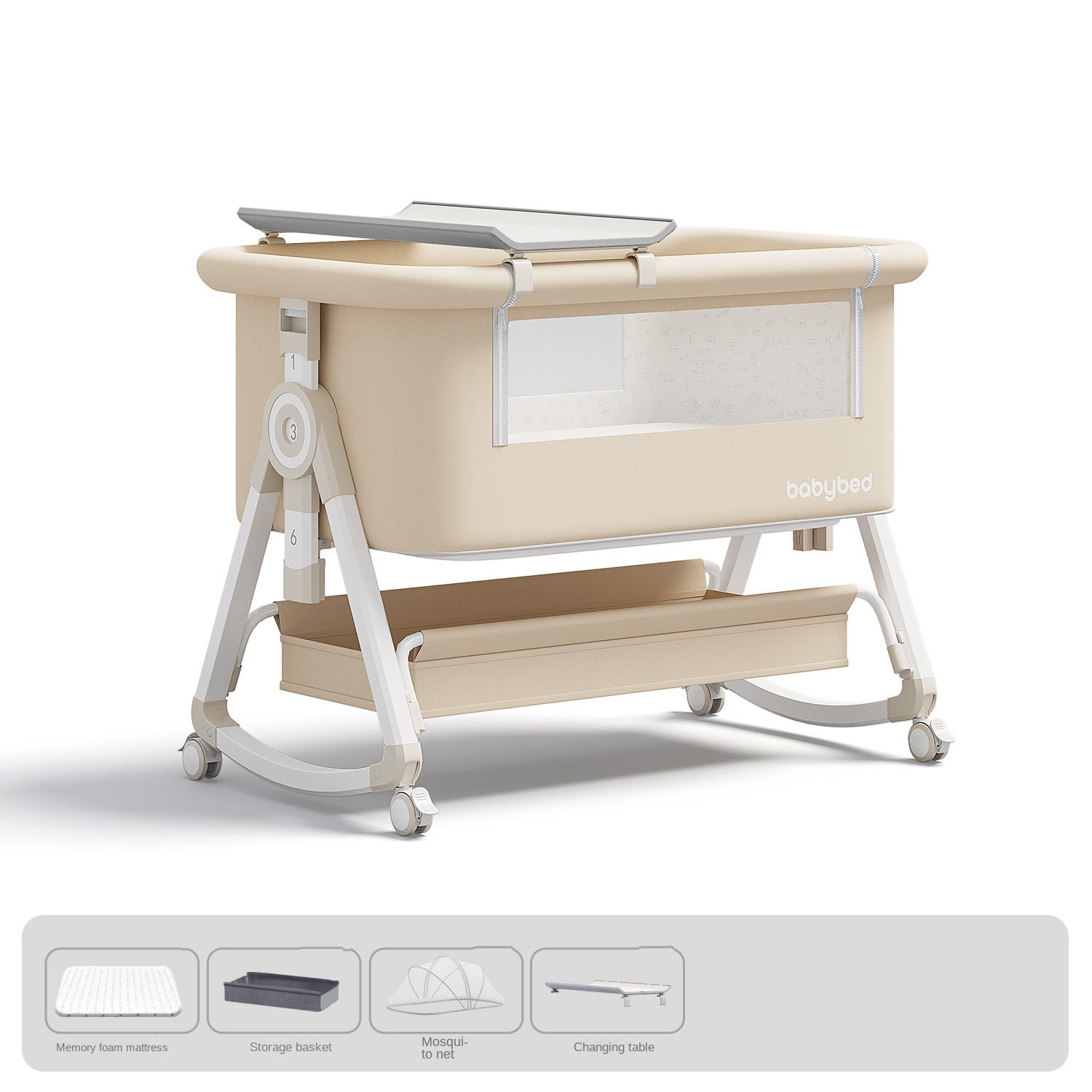 เปลเด็กอ่อนแบบพกพา ปรับระดับได - Baby Nursery Trolley บทวิจารณ์และราคา