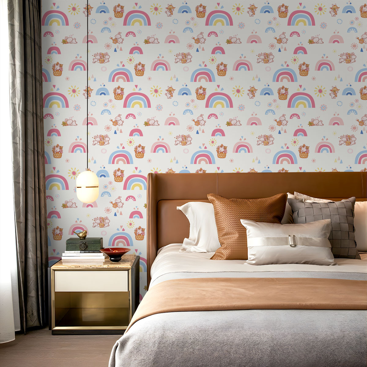 วอลเปเปอร์ลายโบโฮเรนโบว์สำหรับ - Baby Nursery Peel And Stick Wallpaper บทวิจารณ์และราคา